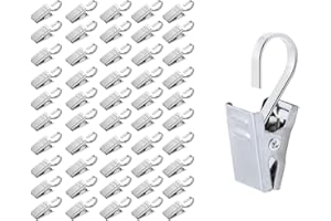 Anlising 100 Stück Metall Clips Haken,Vorhang Klammern,Edelstahl Clips Haken,Klammern mit Haken Metall Clips,Mehrzweck Vorhang Clips,Metall Hängenden Haken,Vorhang Clips,Silber Gardinen-Clips