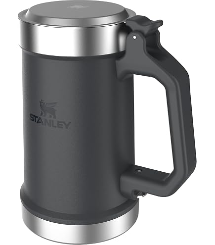 SIMPLEFY Adventure Beer Stein Mug – Big Grip Handle, Bright White