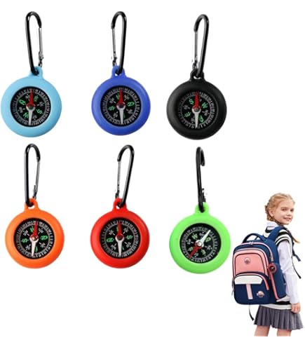 5er Set Outdoor Kompass Mit Karabiner - Perfekt Für Kinder Beim Camping & Wandern