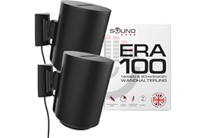 Sound bass ERA100 Wandhalterung neig- und schwenkbar, Schwarz, Twin (2 Stück), kompatibel mit Sonos ERA 100, mühelose Installation, inklusive Montageset, doppelt, Paar