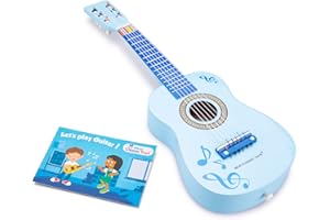 New classic toys Instrument débutants Guitare avec Le Livre Clef de Musique, 349, Bleu avec fleurs