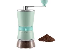 Vzaahu Molinillo de Café Manual con Grosor Ajustable de 8 Niveles Fresa de Cerámica Cónica Verde Molino Portátil para Viajes de Oficina en Casa