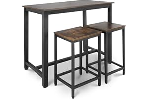 ‎MIADOMODO MIADOMODO® Stehtisch Set – 120x60x90 cm, mit 2 Barhockern, Metallgestell, Vintagebraun/Schwarz, MDF, Industrie Design-Tresentisch, Bistrotisch, Küchentresen, Bartisch, Rustikales, Küchentisch