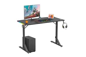Noua Aim Scrivania Gaming RGB, Tavolo da Gioco Ergonomico, Postazione Gaming per PC Computer Monitor, Portabicchieri e Gancio per Cuffie, 112 * 60 * 75 cm