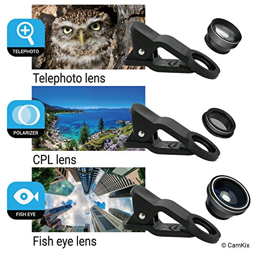 Kit Fotografia Smartphone - Treppiede Flessibile per Cellulare, Controllo Remoto Bluetooth Otturatore Fotocamera e Kit Lenti 5in1 - Polpo Pod Universale - Teleobbiettivo, Lente Polarizzata Circolare, Lente Fish Eye, Macro Grandangolo - Per iPhone e altri