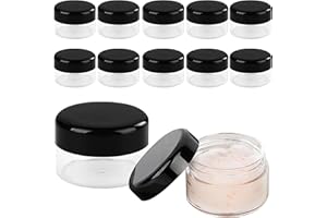 Hurifeng 12er Pack 20g Kosmetikdosen mit Deckel – Leere Tiegel zum Befüllen, Mini Dosen für Creme, Lippenbalsam, Probenbehälter, Reise Tiegel, Transparente Kosmetikbehälter mit Schwarzem Deckel, Haltb