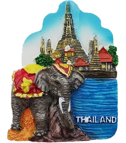 Magnete Da Frigo 3D – Elefante Thailandia – Souvenir Di Viaggio – Fatto A Mano In Resina – 5x8 Cm