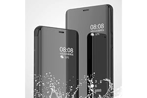 TEYYOS Funda Adecuado para Xiaomi Redmi Note 13 Pro Plus 5G/Note 13 Pro+ 5G, Moda Delgado Perspectiva Espejo de Lujo Tapa del Tirón Fundas, Negro