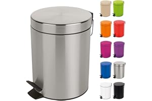 Spirella Sydney 3L Pattumiera Rotonda a Pedale con Secchiello Estraibile, Cestino della Spazzatura con Bidoncino per i Rifiuti di Bagno, Cucina e Ufficio - Silver
