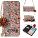 Produktbild Samsung Galaxy S8 Plus Handyhüllen, KingSang Lederhülle Ledertasche Multi Umschlag Wristlet Handtasche Geldbörse Fall Schutzhülle Folio Brieftasche Schutz für Samsung Galaxy S8 Plus (6.2") Handbag Leder Case Cover mit Ständer Braun Blume Brown