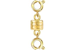 Gold Magnetic Necklace Clasp, ALEXCRAFT Gold Large Double Lobster Jewelry Clasp, 14K Goldplated Magnetic Bracelet Closures Necklaces Extender Clasps Sterling Silver 925 Finding Jewelry Making Chain