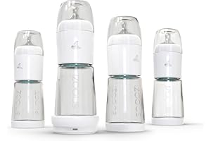 snoozi Set - 4x Nachtflasche mit Flaschenwärmer (4 Flaschen/Fütterungen pro Nacht), Babyflasche für die Nacht