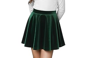 Spring&Gege Samt Skater Rock für Mädchen, Basic Solid Stretch Rock Knielang Schuluniform Minirock Mädchen Kleider Winter Outwear