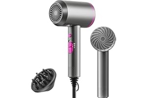 BANNILU Sèche-cheveux Ionique rapide & Volume,Séchage Rapide,Bouton Air Froid,3 Niveaux de Température,1 Diffuseur,Seche cheveux pour la famille et le salon de coiffure