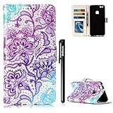 Image de Huawei P10 Lite Hülle,BtDuck PU Leder Ultra Slim Blume Muster Hülle Leder Tasche Silikon Back Cove