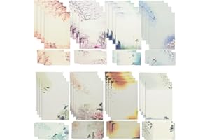 Reforung Papier à lettres avec enveloppes, 32 Feuilles de Papier à Lettres + 16 Enveloppes Enveloppes de Papier Papeterie Vintage Papier de Correspondance avec Enveloppes, 8 Styles chinois