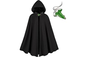 NFAOEGJ Renaissance Kapuzenumhang Mit Green Leaf Elven Brosche Mittelalter Kleidung Unisex, Halloween Mittelalter Kapuzenmantel