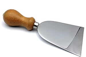 KIMERA Coltello a Campana per Formaggio Inox AISI420 12 cm x 9,5 cm, Manico in Legno Naturale, Cheese Knife Artigianale, DOI LEONS Made in Italy