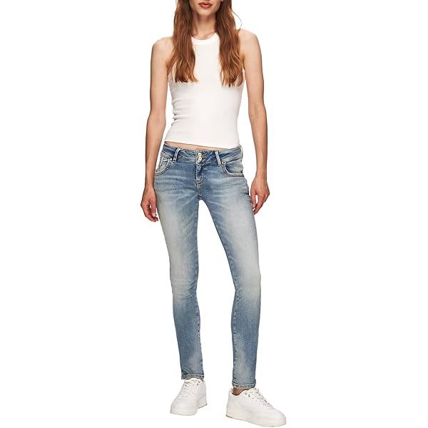 Denham Monroe mid waist slim fit jeans met ripped details • Indigo • de Bijenkorf