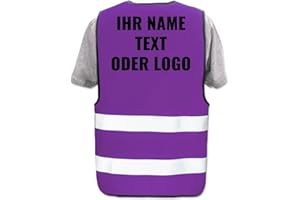 PixiPrints.com Hochwertige Warnweste mit Leuchtstreifen * bedruckt mit Name Text Bild Logo Firma * personalisiertes Design selbst gestalten