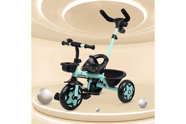R for Rabbit Tiny Toes R20 Ace Tricycle for Kids with Parental Control, Premium EVA Wheels, Seat Belt & Bell and Storage Basket Baby Trike Cycle for 2 to 5 Year, Upto 25 Kg Boy/Girl (Aqua Blue)