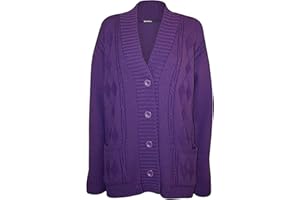 High Street Fashion ® New Womens Ladies Matching Button Long Sleeve Pocket Top Knitted Cardigan Ideal for Casual and Formal wear Size UK-14 16 18 20 22-24 26-28