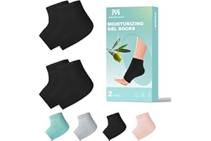 Migliore Wear 2 Pairs Moisturising Heel Socks, Gel Lining Cotton Socks for Exfoliating Dry Feet Cracked Heel Repair Treatment- Women and Men