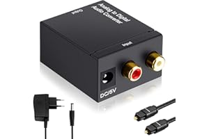 Ozvavzk Analogowy Konwerter Cyfrowy Stereofoniczny Audio Adapter 3,5 mm RCA L/R na cyfrowy SPDIF Optyczny Toslink Koncentryczny dla PS4 PS5 HDTV Xbox Blue Ray Sky HD DVD