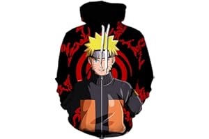 IFIKK Sweat à Capuche Garçon 3D Anime Pull Sweats à Capuche Japonais Anime Cosplay Vetement Enfants Hoodie Uzumaki Uchiha Sasuke Sweat à Manches Longues Vetement