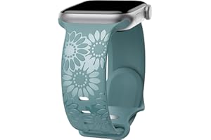 ABOVEACC Sonnenblume Gravierte Armband Kompatibel mit Apple Watch Armband 38mm 40mm 41mm 42mm 44mm 45mm 49mm Damen, Weich Silikon Sport Ersatzarmband für iWatch Serie Ultra 9 8 7 SE 6 5 4 3 2 1