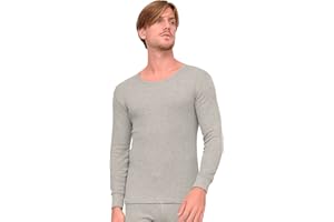 DOUBLE M, 1 o 2 Unidades Camiseta Térmica Hombre, Camiseta Manga Larga Cuello Redondo, Material Algodón y Felpa, para Otoño-Invierno, Negro, Gris, Blanco, Talla S, M, L, XL o XXL