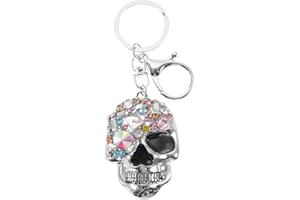Amosfun Llavero de calavera de Halloween con cabeza de esqueleto de metal para colgar en bolsa para accesorios de Halloween