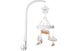 Nuby Biscuit Bear Musical Cot Mobile - Soothing Motion | 6 Calming Lullabies | Easy to Use