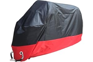 Rusee belüftete Motorrad Abdeckplane Abdeckung Motorradplane Cover Roller Regenschutz, Wetterdicht Wasserdicht Staubdicht Sunblocker (XXL, Schwarz-Rot)