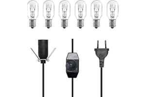 Bonlux Cavo con interruttore, attacco E14, nero, lunghezza 180 cm, per lampada di sale (confezione da 6 lampadine da 25 W incluse)