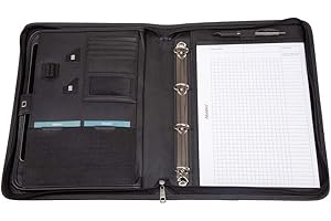 ALASSIO 30119 Olbia - Carpeta de conferencias (A4, nailon, 36 x 28 x 5 cm, con compartimento para tablet, bloc de notas A4, mecanismo de anillas, 6 compartimentos para tarjetas de visita