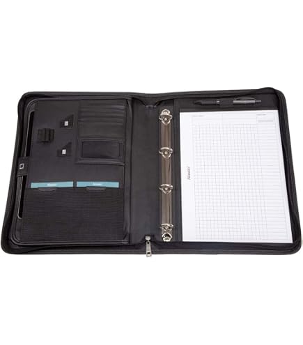 Porte-documents Alassio 2 En 1 A4 - Cuir Synthétique Noir - 6 Compartiments + Bloc-notes - 36,5x29x5,5 Cm - 4