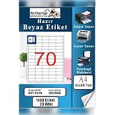 A4 Hazır Etiket 40x20 mm 20 Sayfa 1 Paket 70 li Kendinden Yapışkanlı Fotokopi Lazer İnkjet Kağıdı Yazıcılar İ&ccedil;in Uyumlu