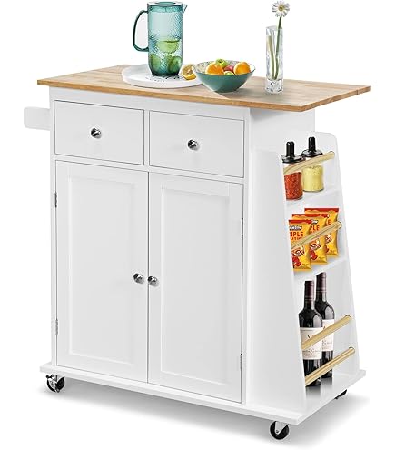 Carrello 3 Piani Mondeer Per Cucina - 60x40x78.5 Cm, Telaio Metallo, Ruote E Corrimano, Facile Da Montare - Foto 8