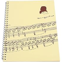 Taccuino Spartiti Musicali - 50 Pagine Pentagrammate - Formato 26x19 Cm - Copertina Nera Con Spirale