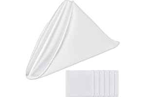 Qianyu 6 serwetek ze adamaszku, 43 x 43 cm, jedwabisty, miękki materiał, odporny na rozerwanie, serwetki stołowe, nadają się do prania, wysokiej jakości, na wesela, bankiety, imprezy (białe)