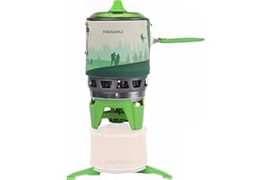 Fire-Maple FMS-X3 Fornello da Campeggio Portatile 0,8 Litri con Accensione Elettrica, Supporto Pentola e Stabilizzatore per Bombole - Bruciatore Jet per Trekking, Escursionismo e Outdoor Verde