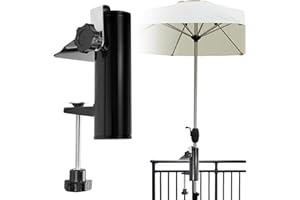 Abnaok Parasol przeciwsłoneczny, balkonowy, na poręcz balkonową, uchwyt, stojak na parasol przeciwsłoneczny z metalu, wodoszczelny i nierdzewny