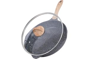 JEETEE Padella da 32 cm Con Vetro Lid, Padella a Induzione Con Rivestimento Antiaderente, Adatta Per Tutti i Fornelli, Senza PFOA（Grigio）