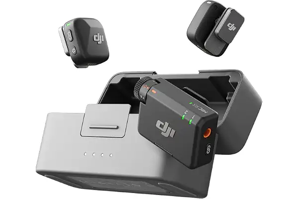 DJI Mic Mini (2 TX + 1 RX + Estuche carga), superligero, sonido detallado | 48 h de uso, cancelación de ruido, micrófono inalámbrico para cámaras/iPhone/Android, vlogs, streaming