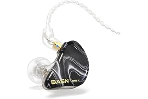 BASN MMCX In-Ear-Kopfhörer, Musiker, 3 Treiber, geräuschisolierende Kopfhörer mit 2 verbesserten abnehmbaren Kabeln (schwarz)