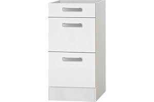 MMR Auszug-Unterschrank Küche Dallas, ohne Arbeitsplatte, 1 Schublade, 2 Auszüge, 40 cm breit, Weiß