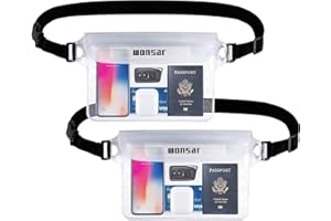 wonsar 2 Stück wasserdichte Tasche mit Verstellbarem Gurt, Wasserdichter Beutel, transparent Unterwasser handyhülle, wasserdichte Bauchtasche für Wassersport, Strand, Schwimmen, Bootsfahrten usw