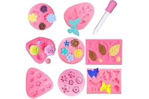 Esforzarse 8 Pezzi Stampo in Silicone per Fiori, Mini Fiori Rosa, Stampi in Silicone per Dolci, Decorazione Torta al Cioccolato Stampi, Stampi Zucchero Torte, Stampo Silicone Fiori(Rosa)