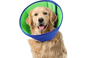 KAVJIZY Soft Recovery Collar - Adjustable, Breathable, Anti-Bite Pet Protective Neck Cone for Dogs (Blue-Green, M)